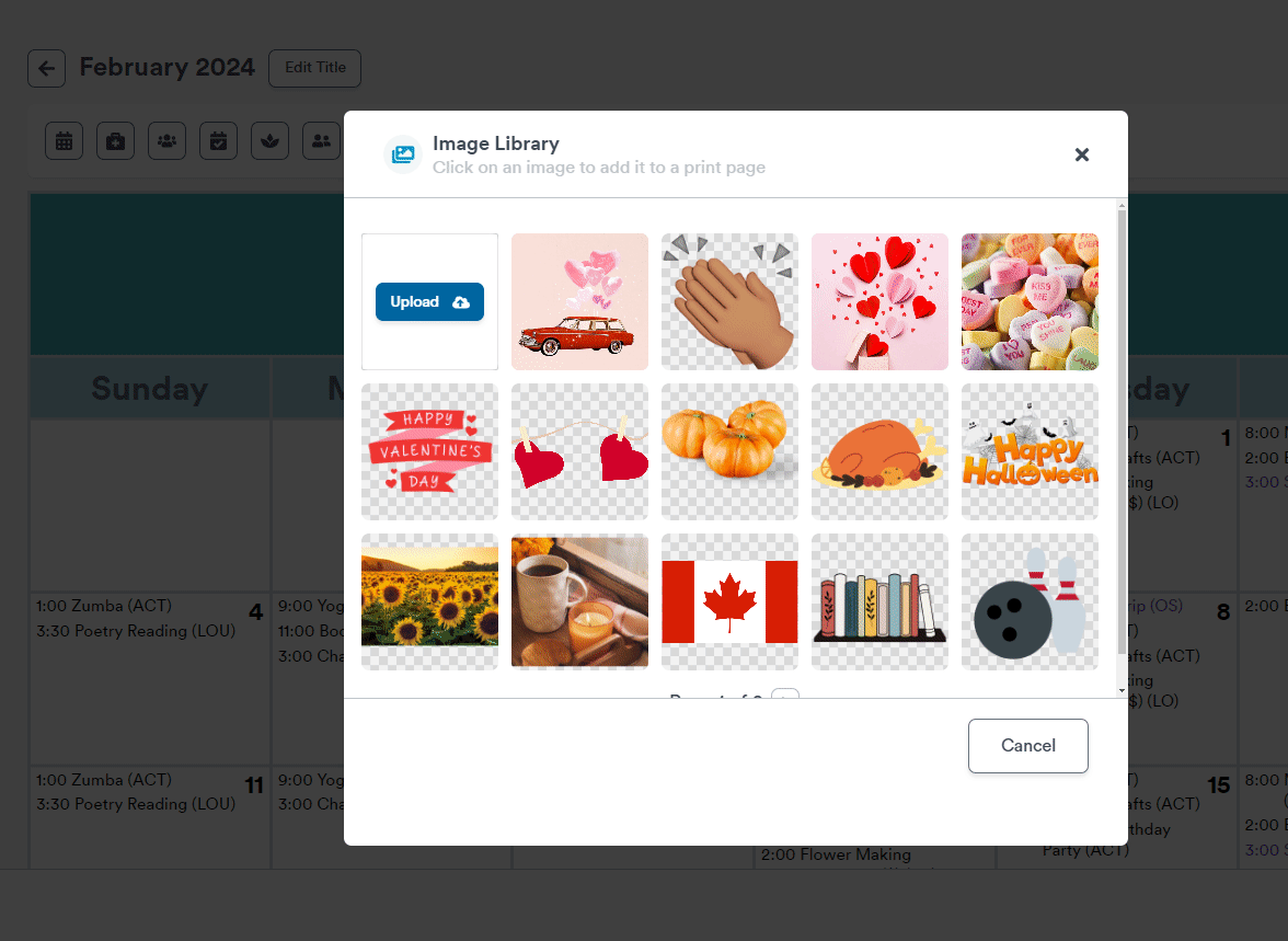 'Copying' and 'Pasting' Images in the Print Calendar Designer