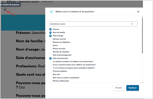 modifier affiche resident